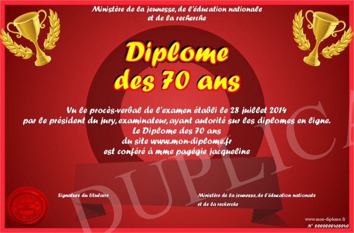 diplome 70 ans a imprimer
